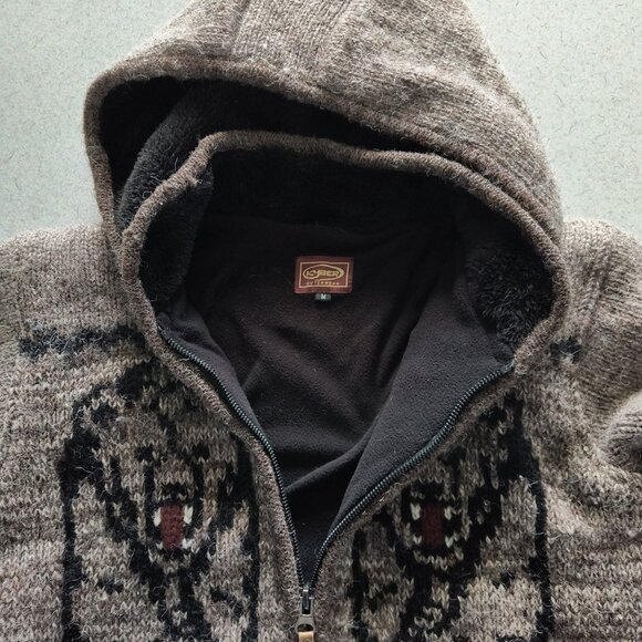 Kyber Outerwear Hooded Zip Up Nepal Sweater Jacket 100% Wool size Medium - Picture 5 of 7